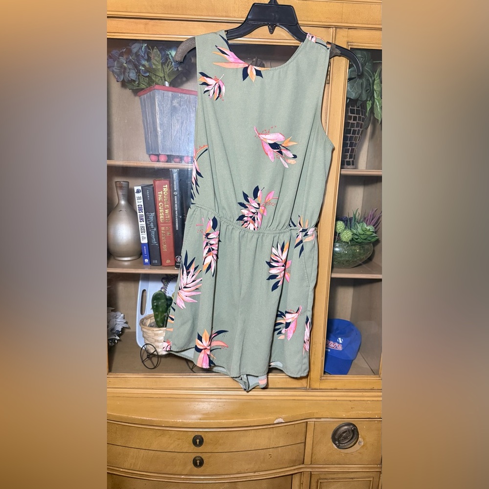 Floral Green Romper